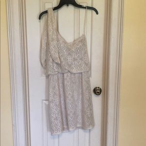 Judith March one shoulder lace mini dress